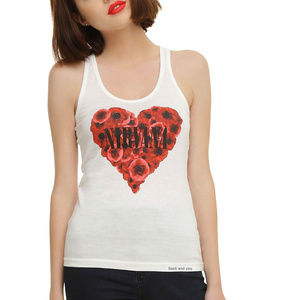 Nirvana Poppy Heart grunge punk rock Official Racer Tank Top L NWT